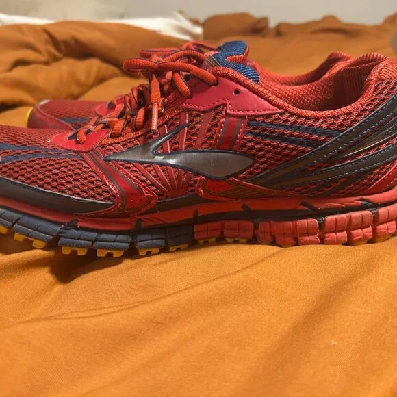 Brooks Red and Yellow Athletic Shoes with Cushioned Midsole - Picture 6 of 8